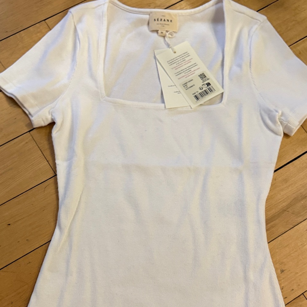 Sézane Amara Short Sleeve Top Ecru M - Picture 9 of 10